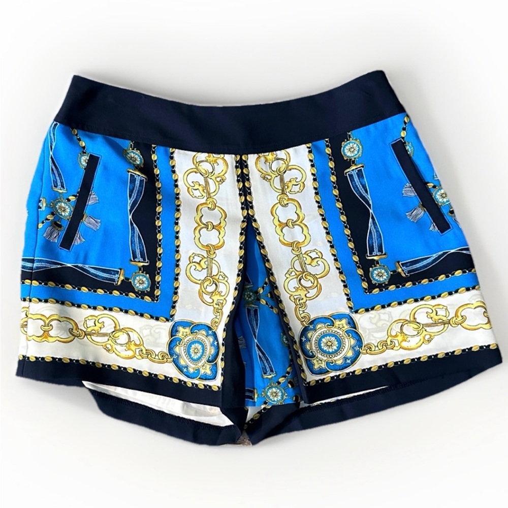 CACHE Rope Chain Print Skort Skirt Shorts Nautical Vintage Y2K Front Slit Sz4